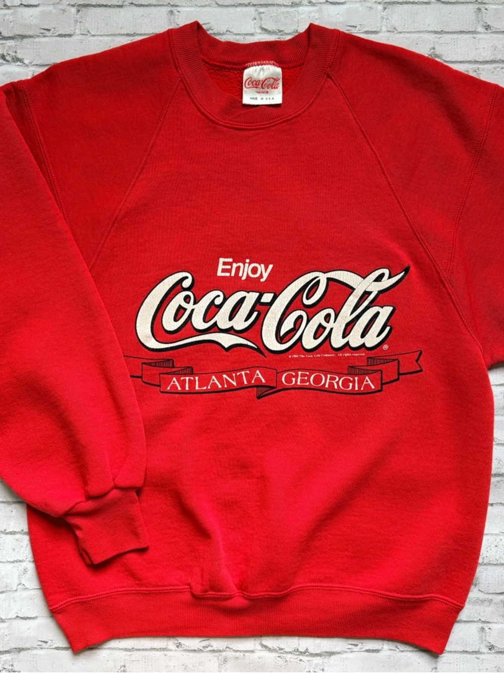 Vintage 1989 Coca Cola Red Graphic Crewneck Sweatshirt